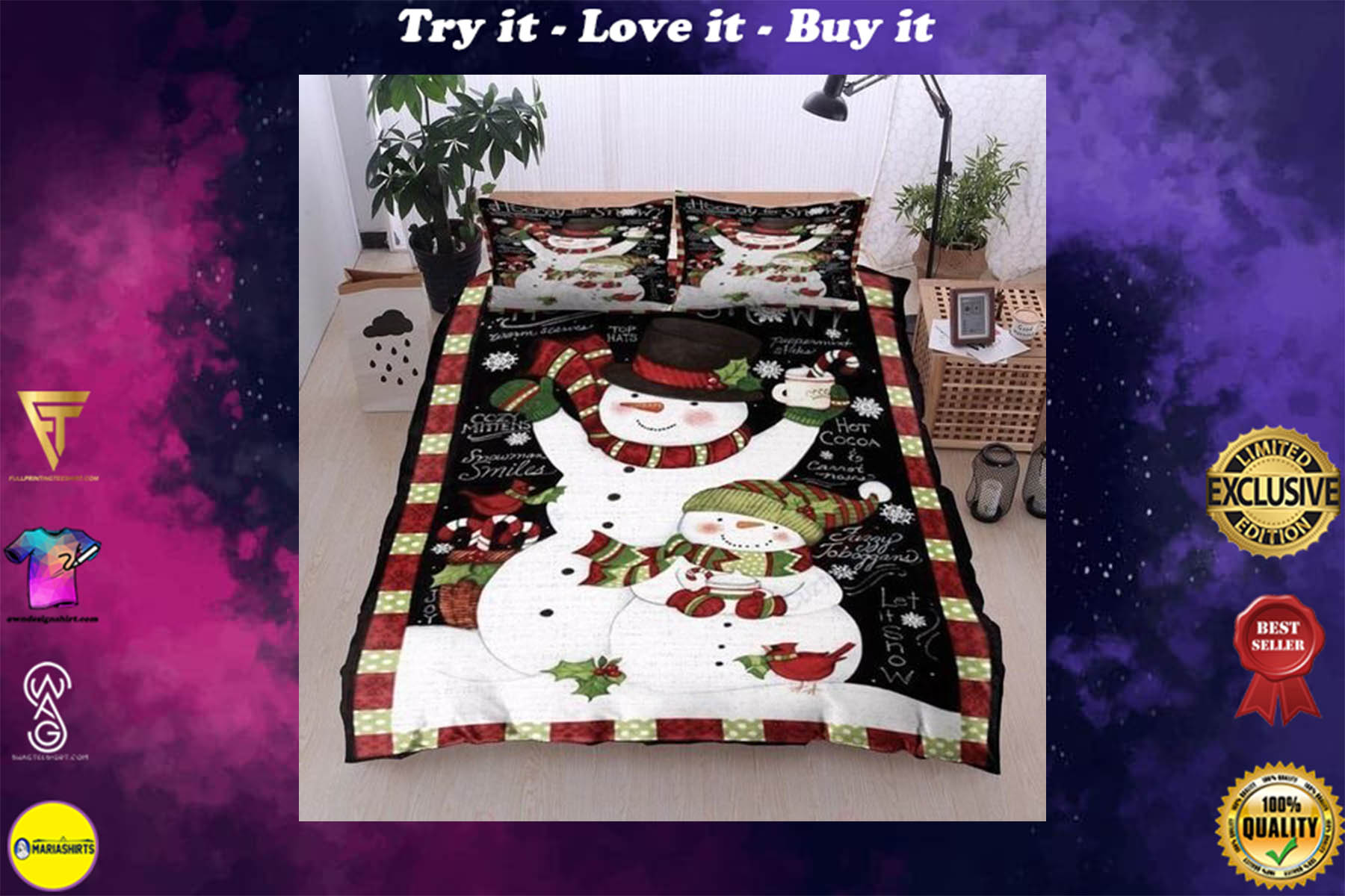 [special edition] christmas snowman bedding set – maria