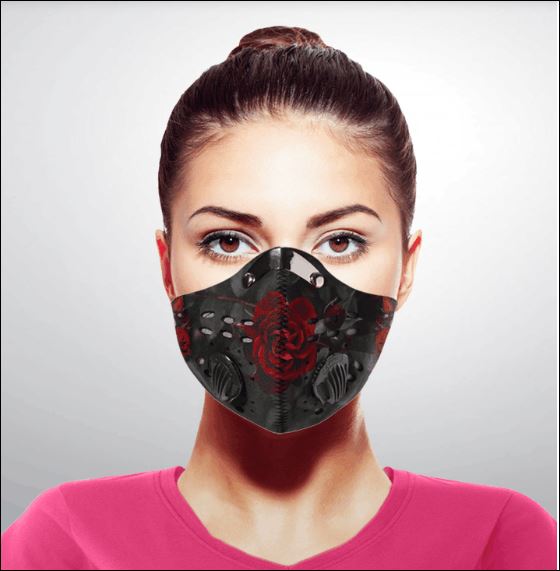 Roses and skull activated carbon Pm 2.5 Fm face mask