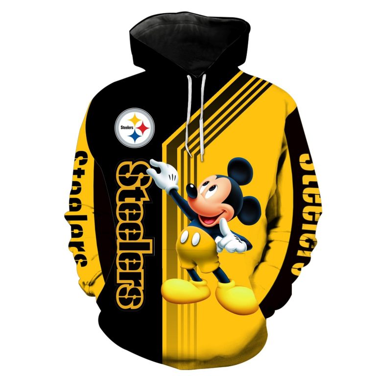 Mickey Mouse Pittsburgh Steelers 3d over printed hoodie 1
