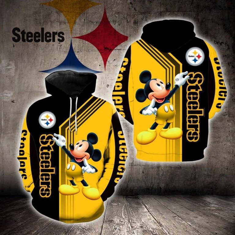 Mickey Mouse Pittsburgh Steelers 3d over printed hoodie