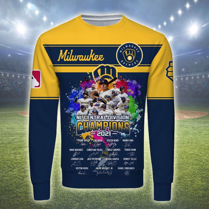 Milwaukee Brewers National League Central Division Champions 2021 3D All Over Print Shirt 3