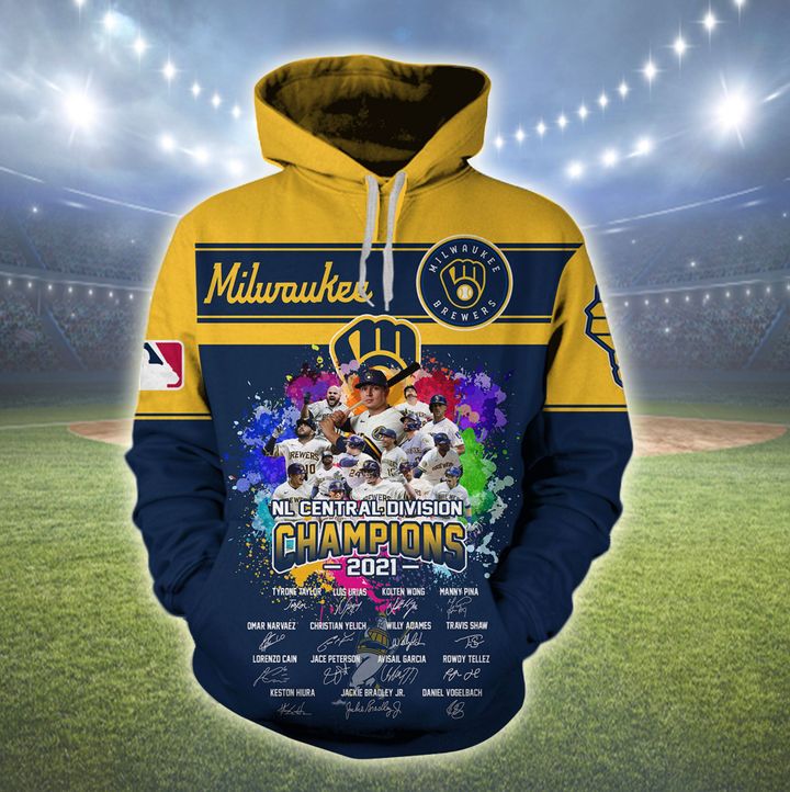 [Sale OFF] Milwaukee Brewers National League Central Division Champions 2021 3D All Over Print Shirt – Hothot 290921