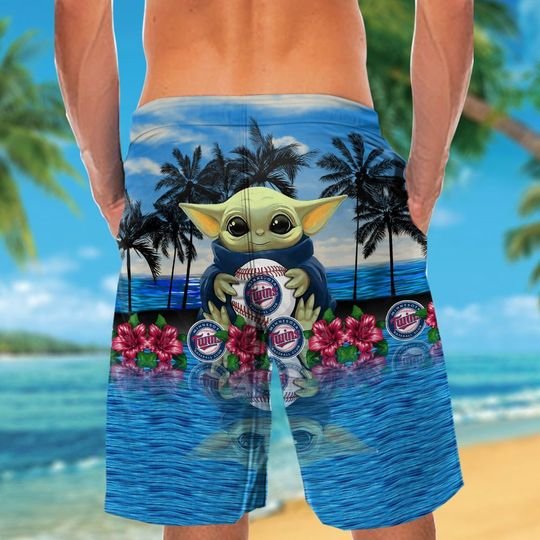 Minnesota Twins Baby Yoda Hawaiian Shirt, Short3