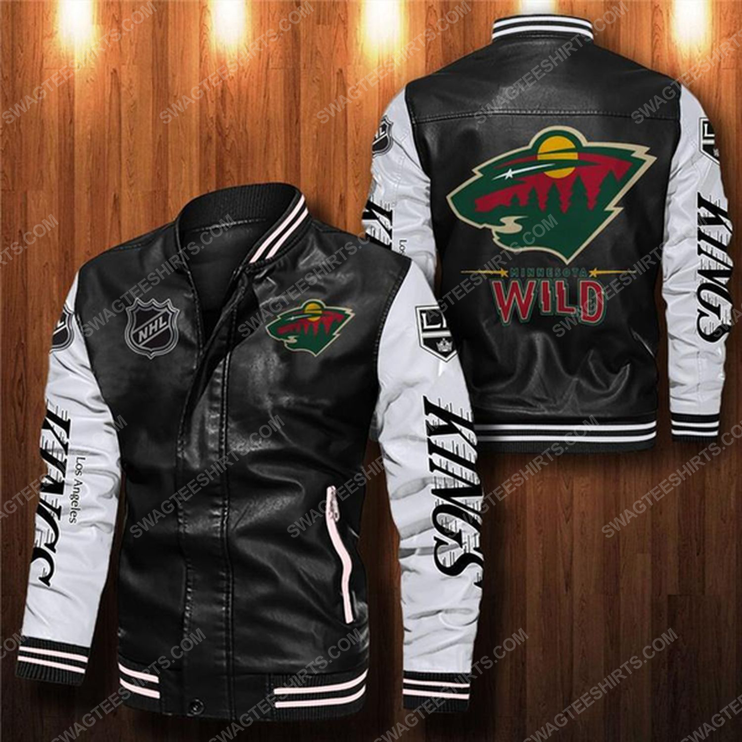 [special edition] Minnesota wild all over print leather bomber jacket – maria