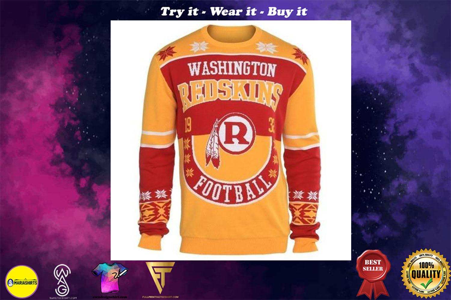 [special edition] washington redskins holiday ugly christmas sweater – maria