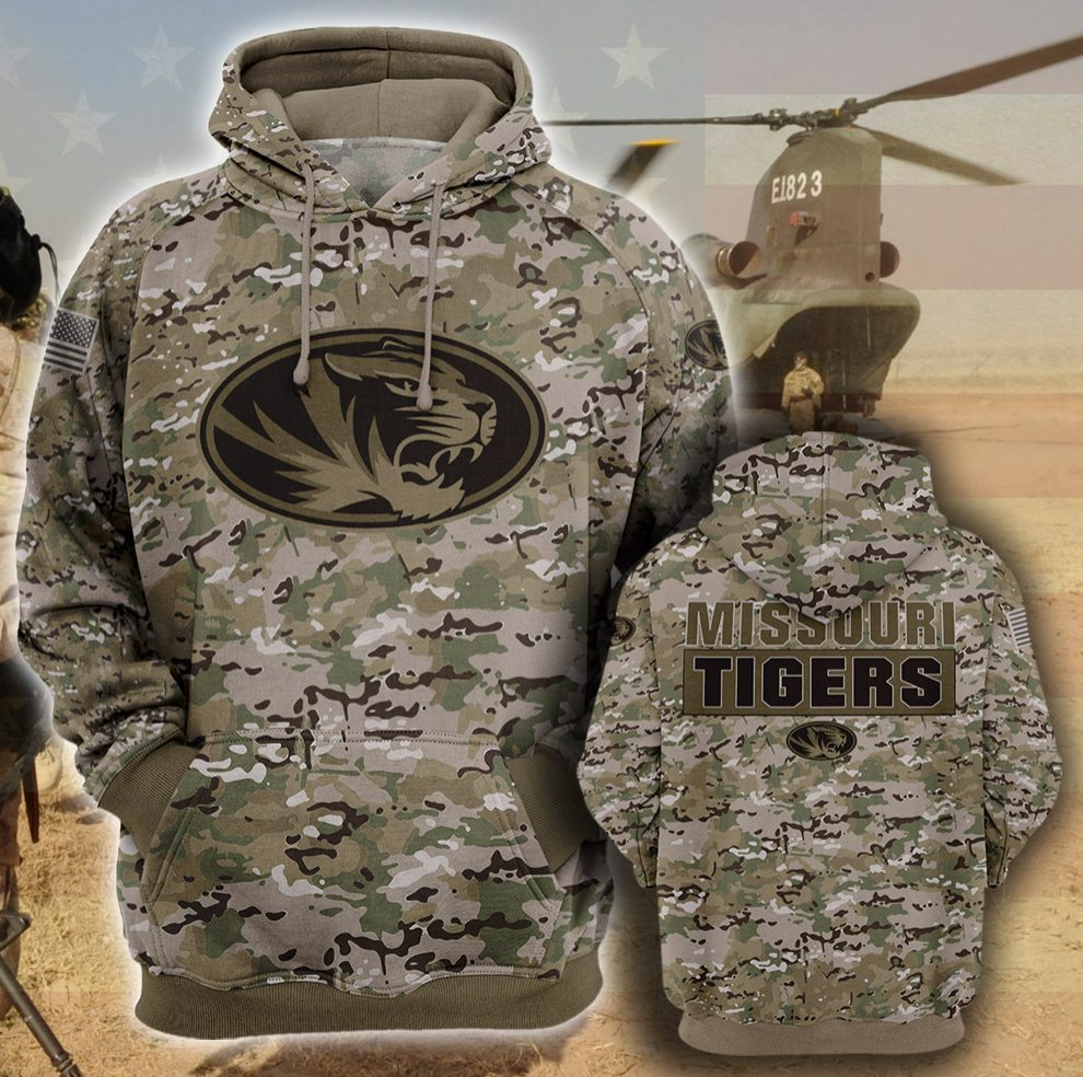 Army camo Missouri Tigers all over printed 3D hoodie