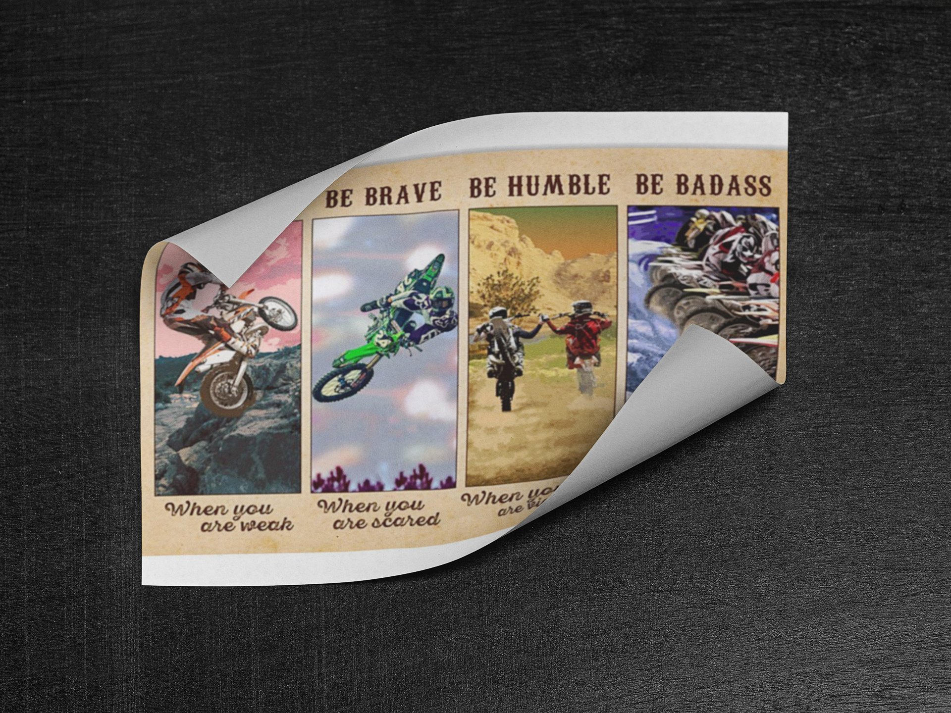 Motocross be strong be brave be humble be badass poster 4