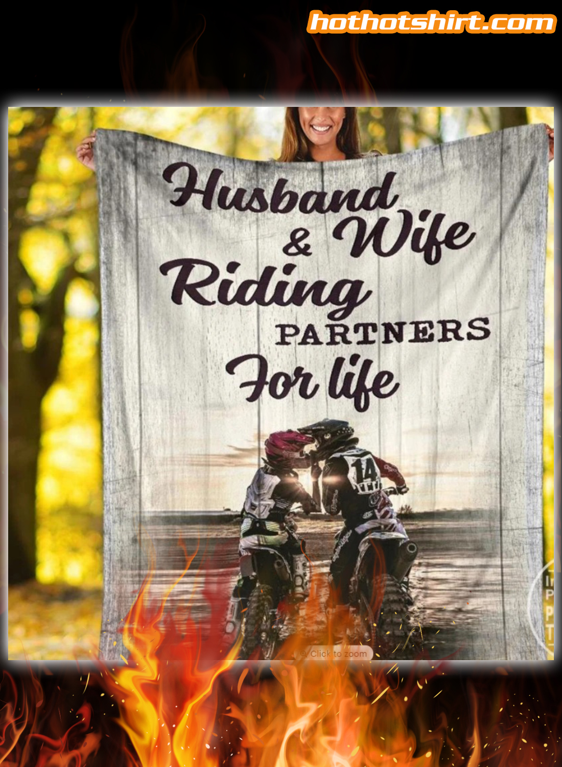 Motocross husband and wife riding partners for life blanket 1