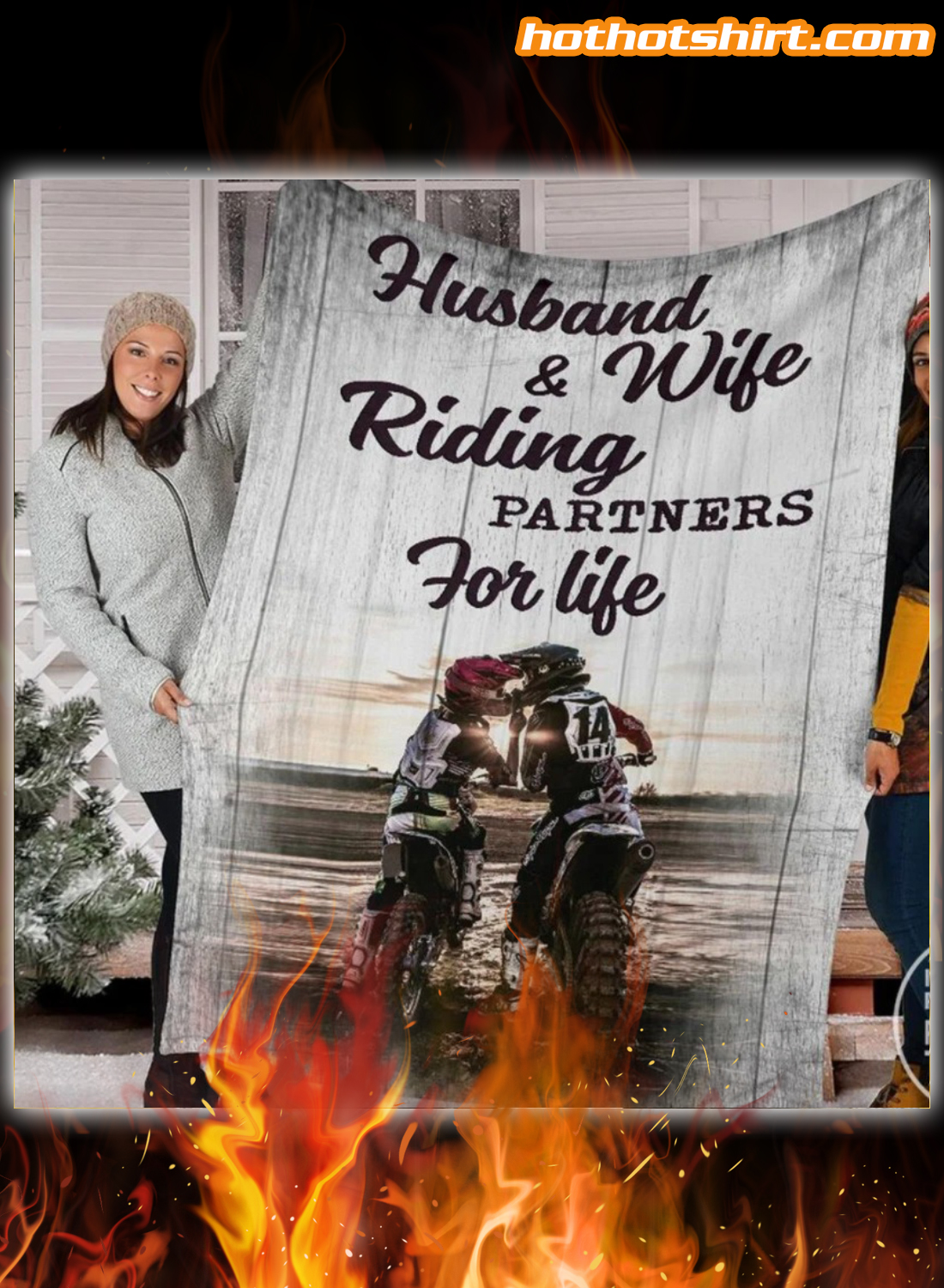 Motocross husband and wife riding partners for life blanket