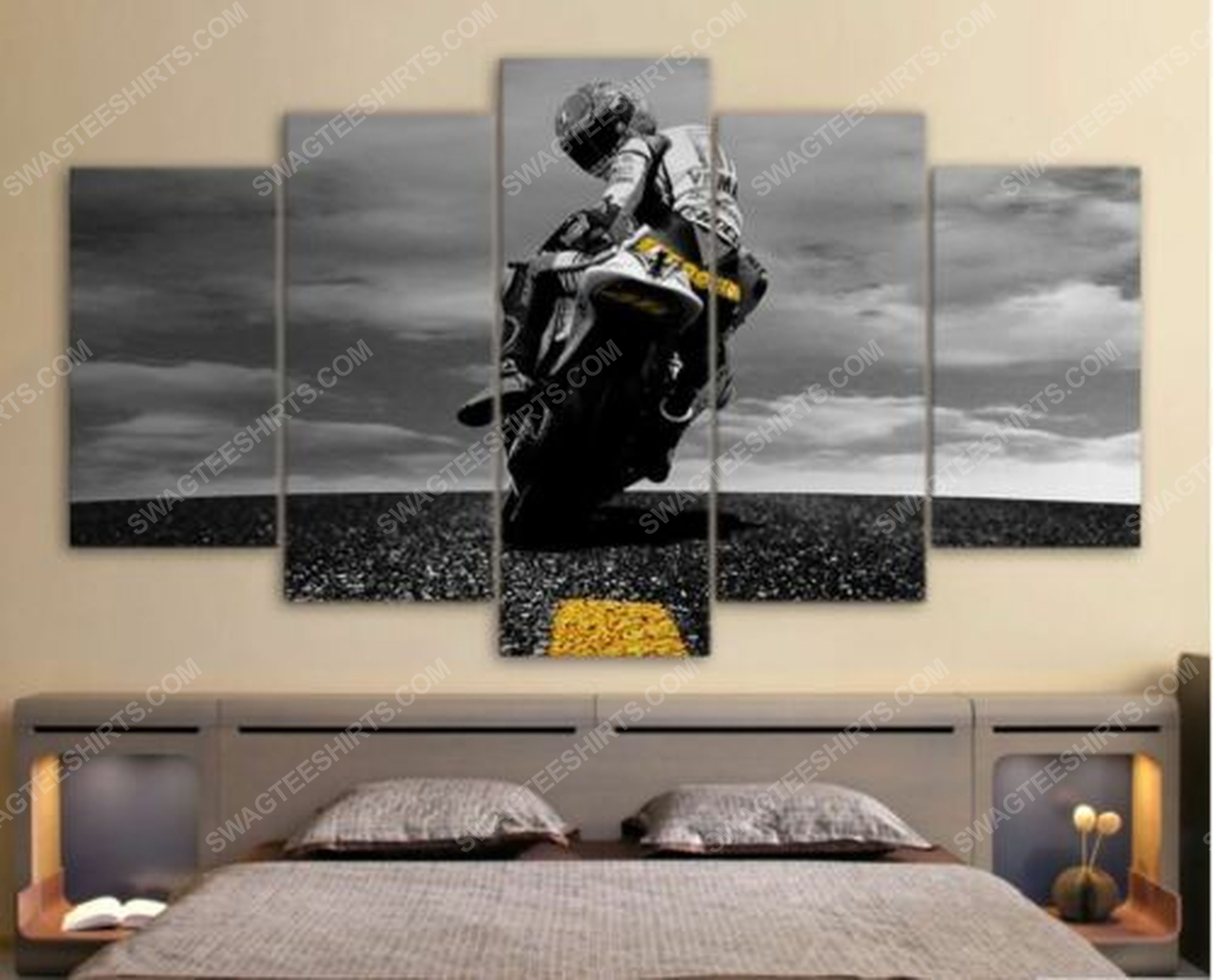 [special edition] Motorcycle racer road motorbike print painting canvas wall art home decor – maria