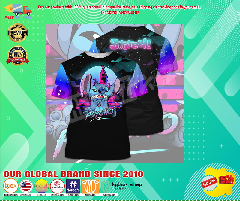 Stitch psycho 3d over print hoodie and t shirt