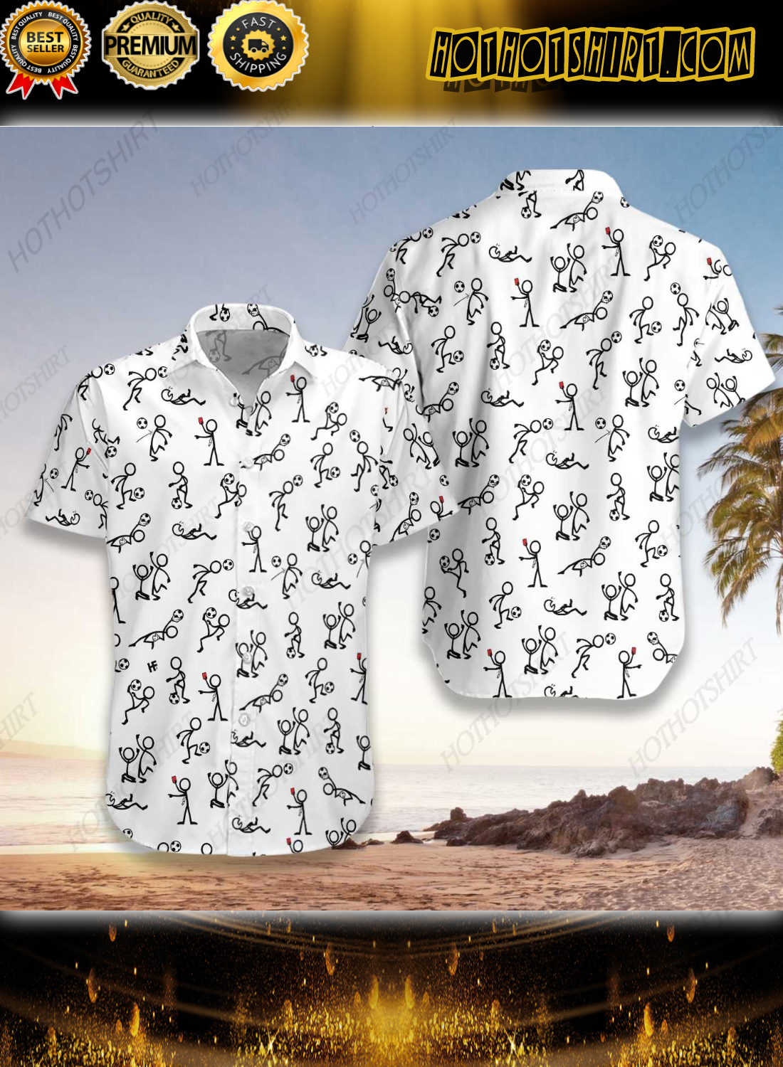 Stickfigures Playing Soccer Hawaiian Shirt