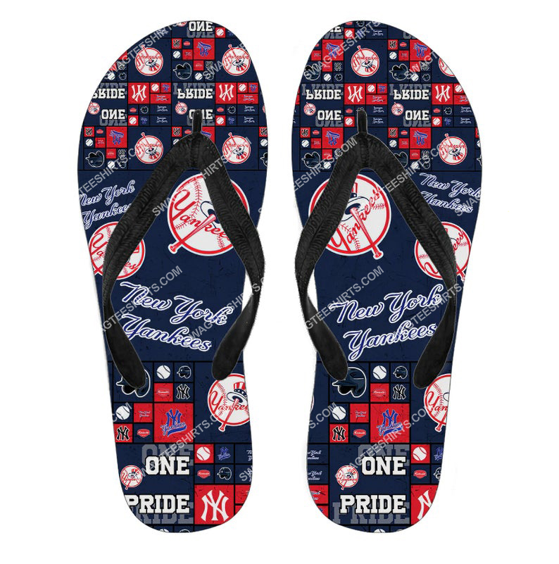 [special edition] the new york yankees team all over print flip flops – maria