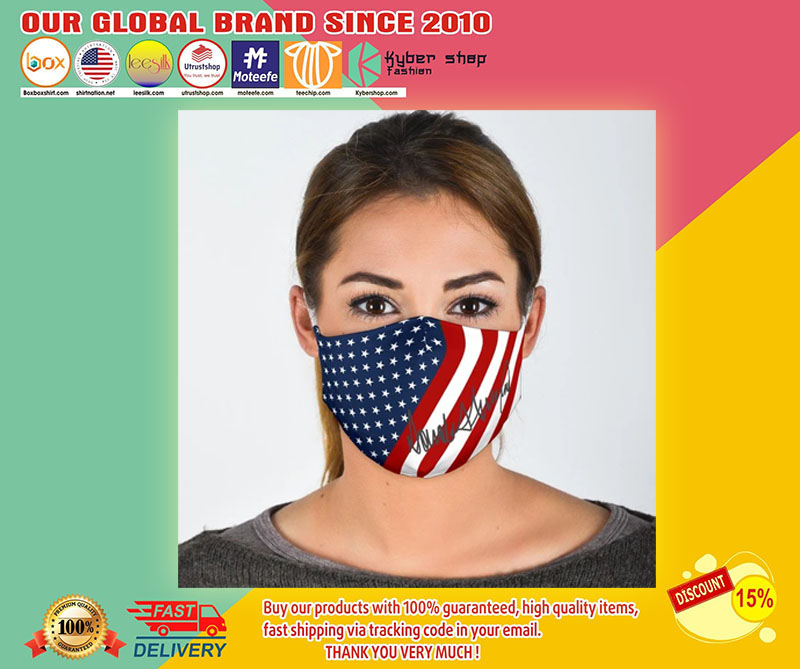 DJ Trump American flag Signature face mask1