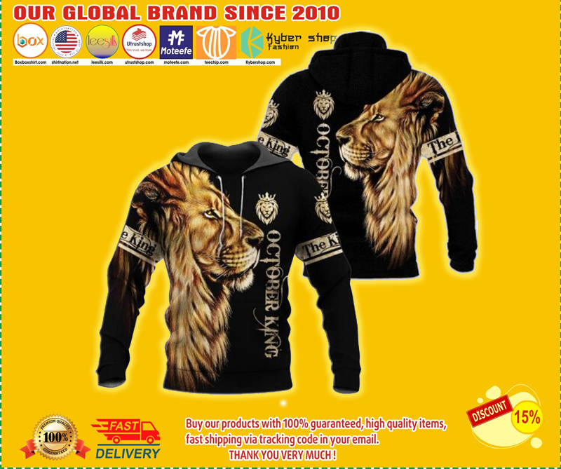October king lion 3d hoodie 1