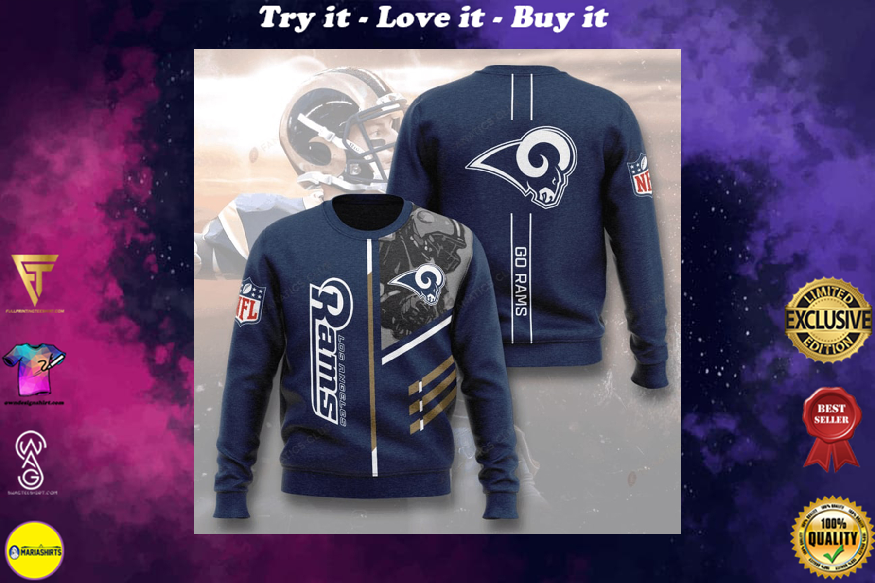 [special edition] national football league los angeles rams go rams full printing ugly sweater – maria