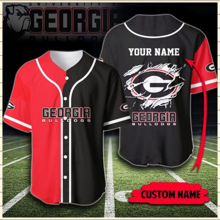 NFL Georgia Bulldogs Baseball custom personalized name Baseball Jersey 2