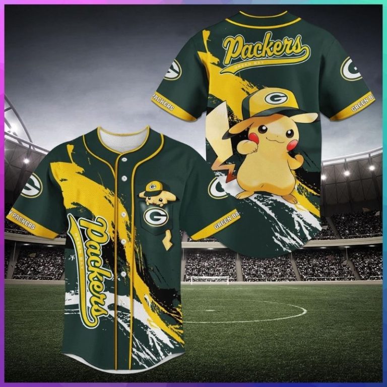 NFL Green Bay Packers Pikachu baseball jersey 1