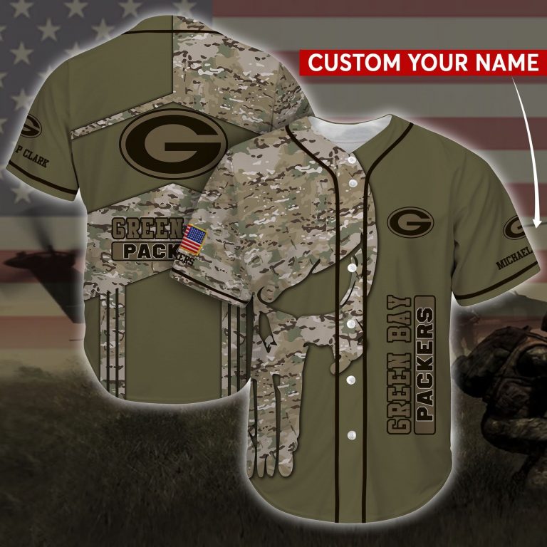 NFL Green Bay Packers skull custom personalized name baseball jersey (1)