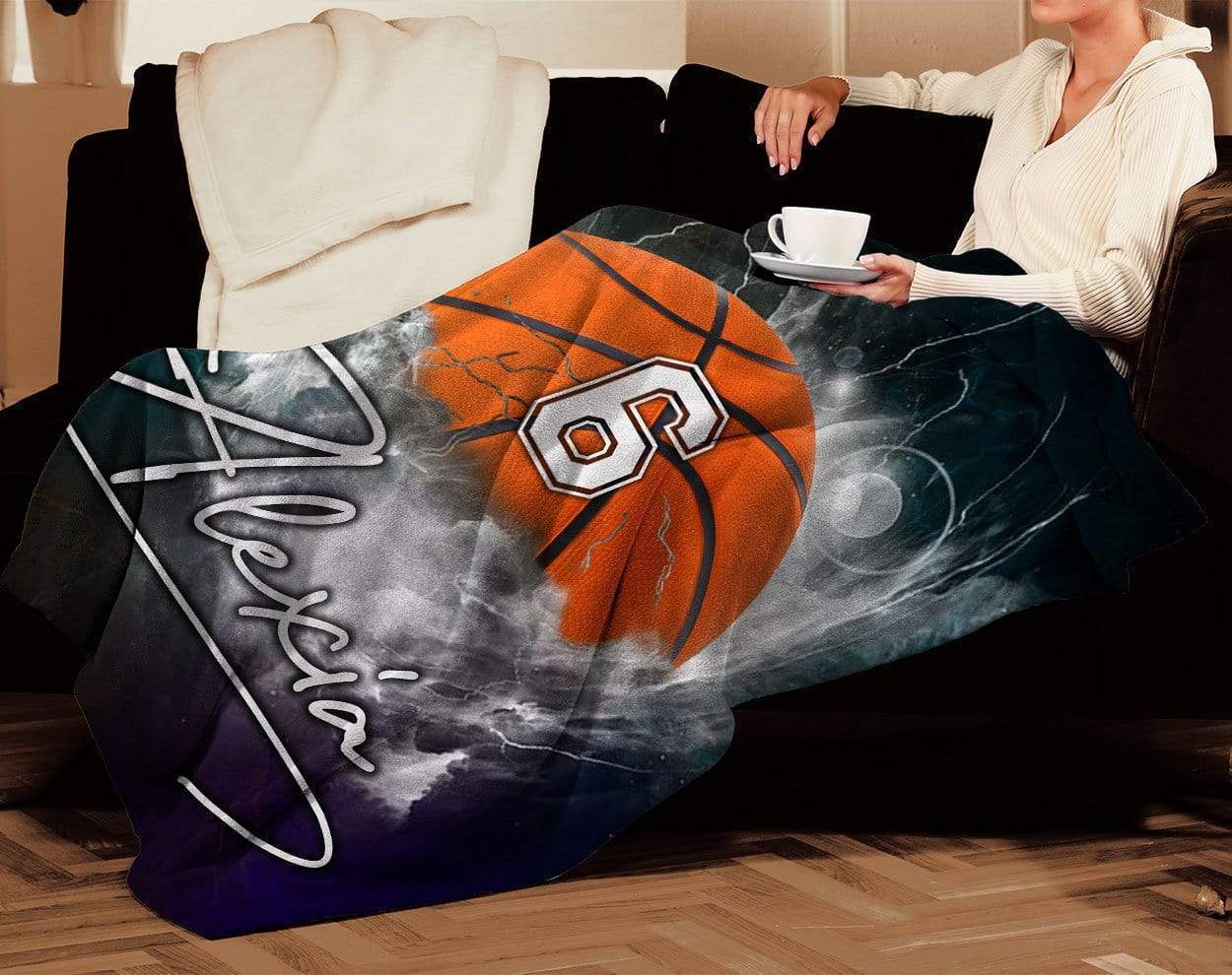 Personalized nba basketball thunder name and number blanket 4