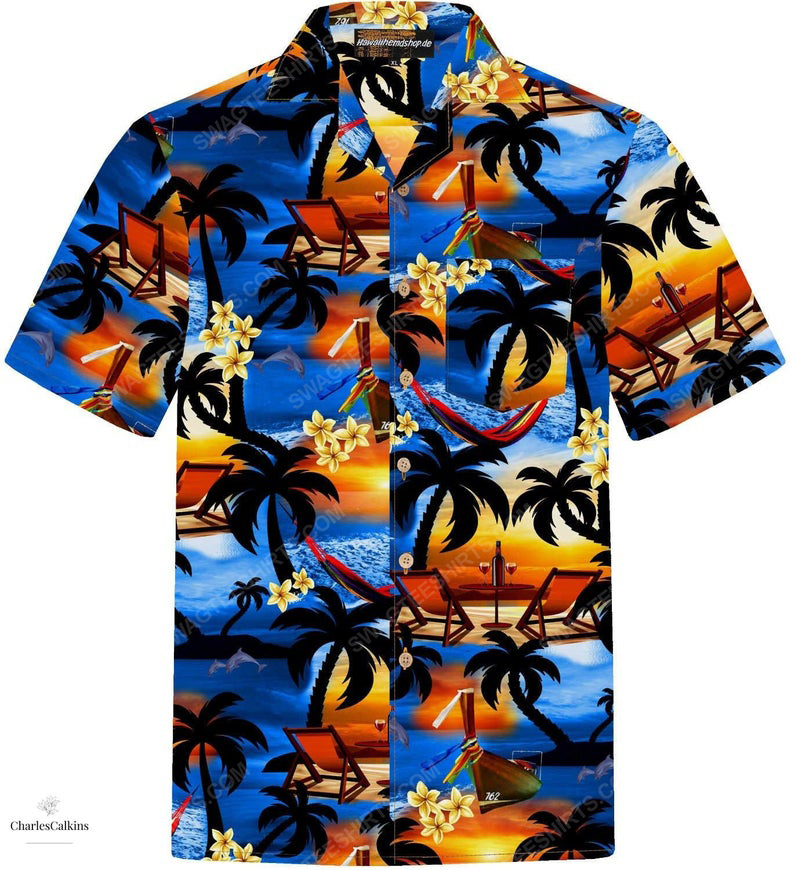 Paradise day enjoy wine on island sunset hawaiian shirt 1