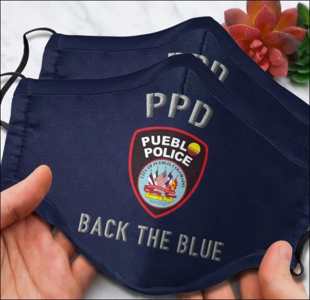 Pueblo Police Department back the blue face mask