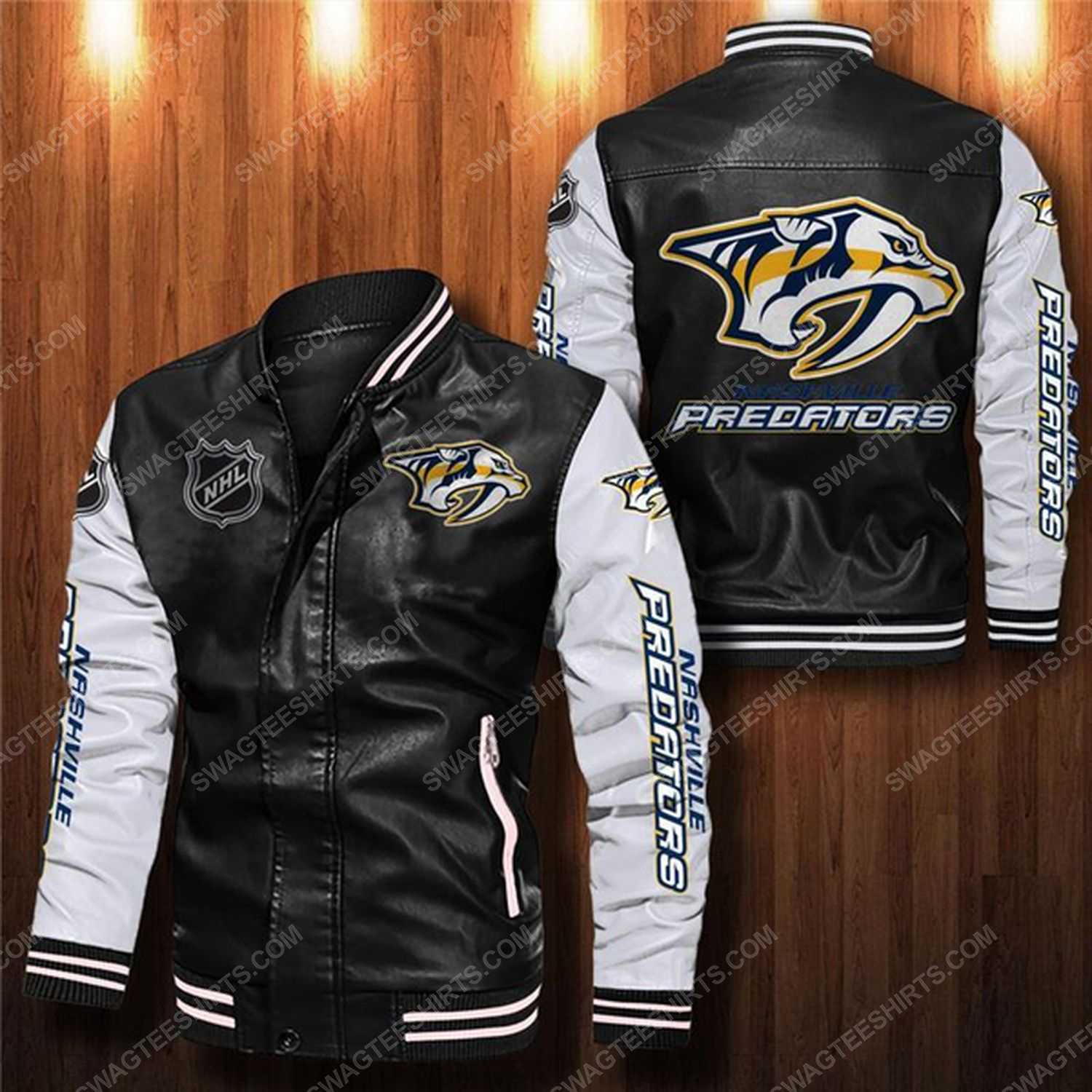 [special edition] Nashville predators all over print leather bomber jacket – maria