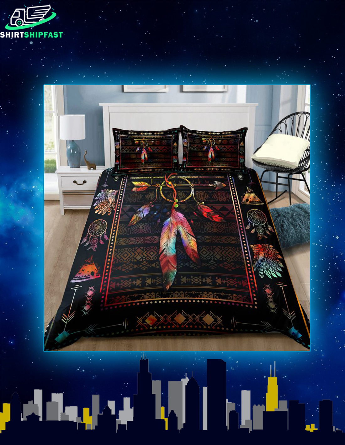 Native american feather bedding set