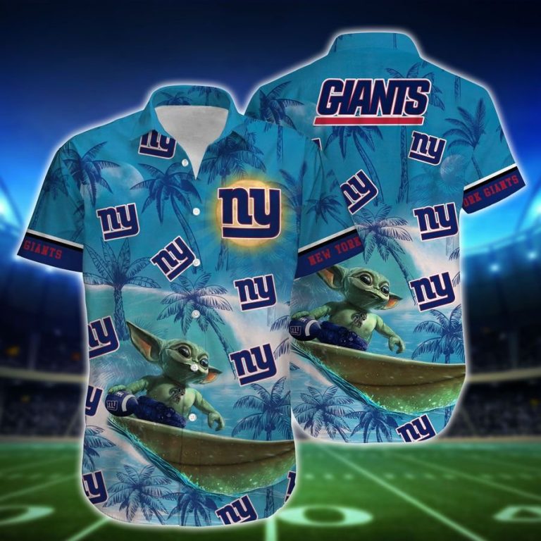 New York Giants Baby Yoda Surf Hawaiian Shirt, Short1