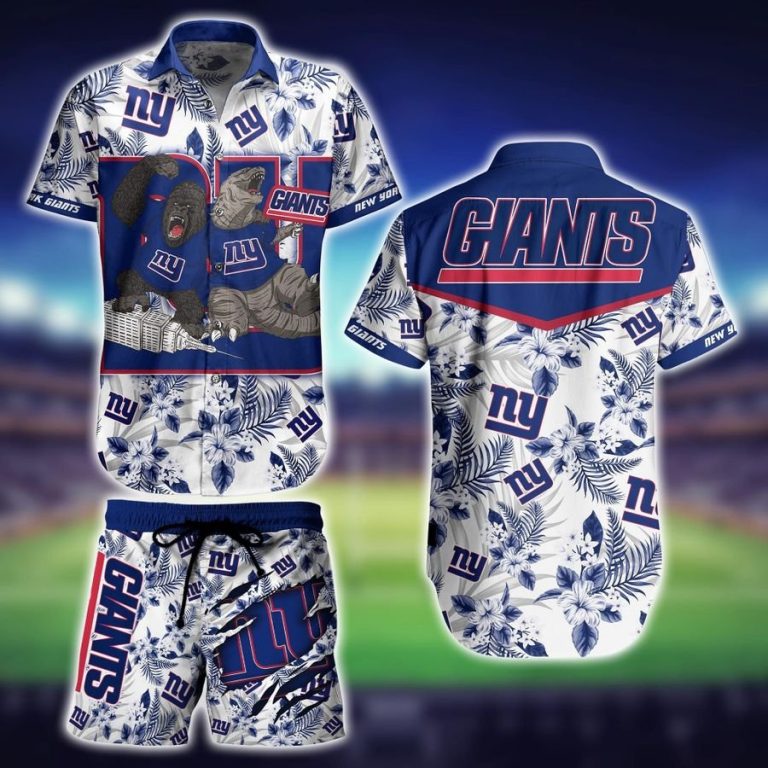 New York Giants KingKong Godzilla Hawaiian Shirt, Short
