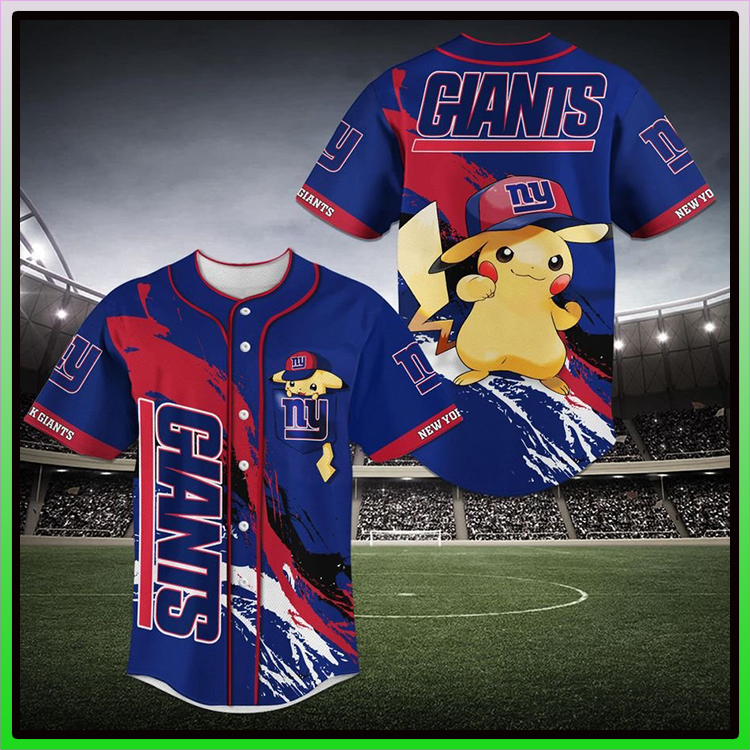 New York Giants Pikachu Baseball Jersey Shirt2
