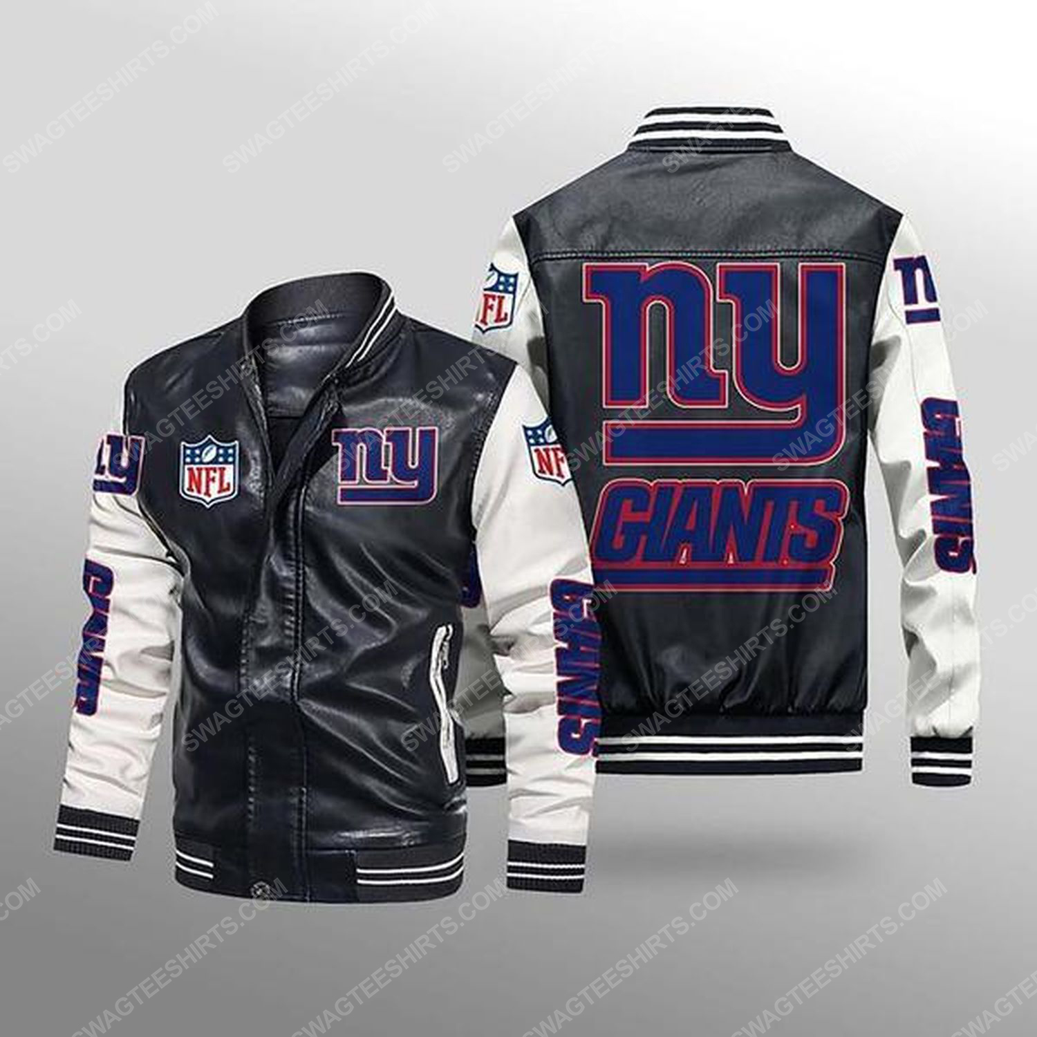 [special edition] New york giants all over print leather bomber jacket – maria