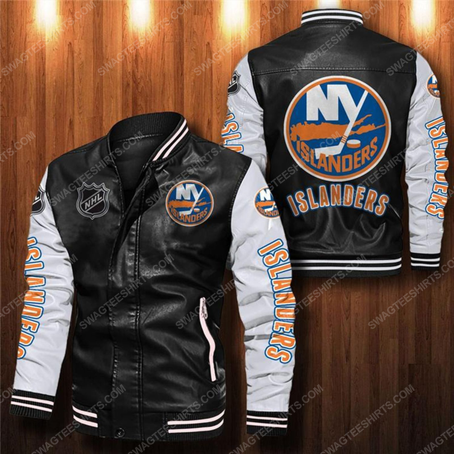 [special edition] New york islanders all over print leather bomber jacket – maria