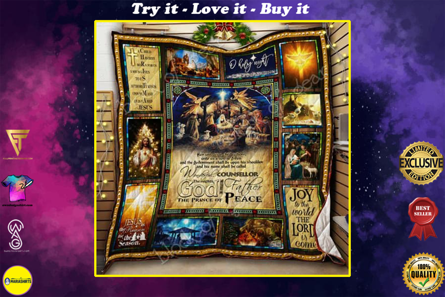 [special edition] christmas joy to the world the Lord is come Jesus quilt – maria