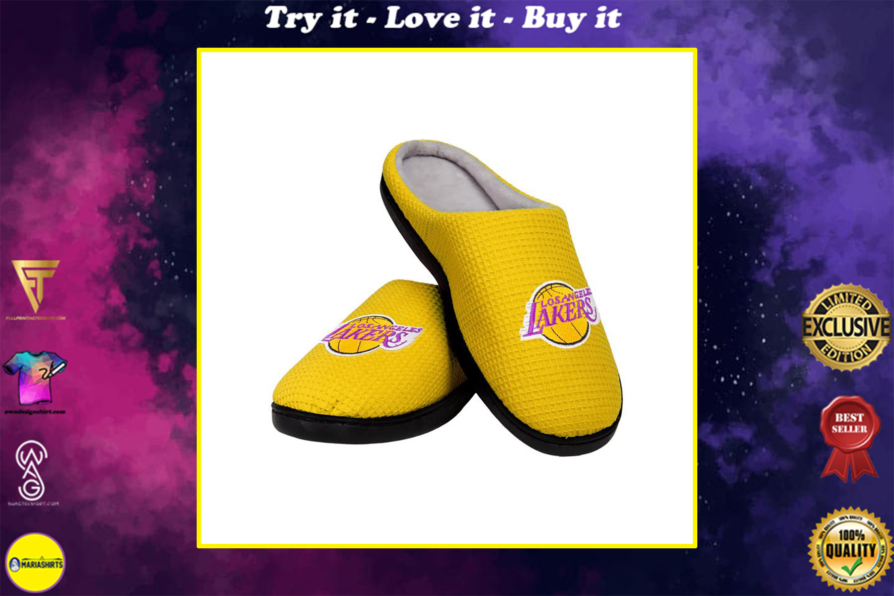 [special edition] los angeles lakers team full over printed slippers – maria