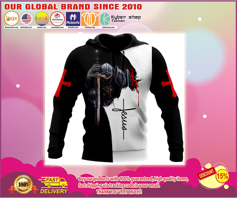 Knight jesus 3d full print hoodie 1