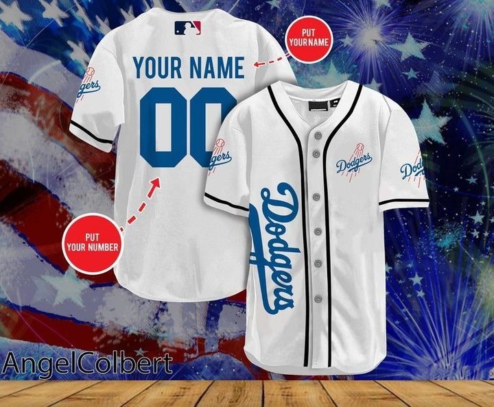 Los Angeles Dodgers Personalized Name And Number Baseball Jersey Shirt - White