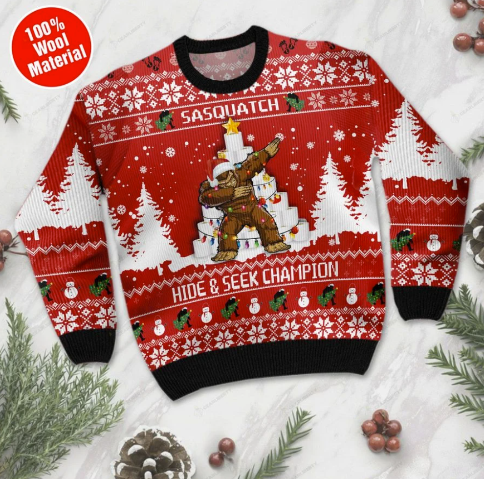 Bigfoot hide and seek champion ugly sweater 1