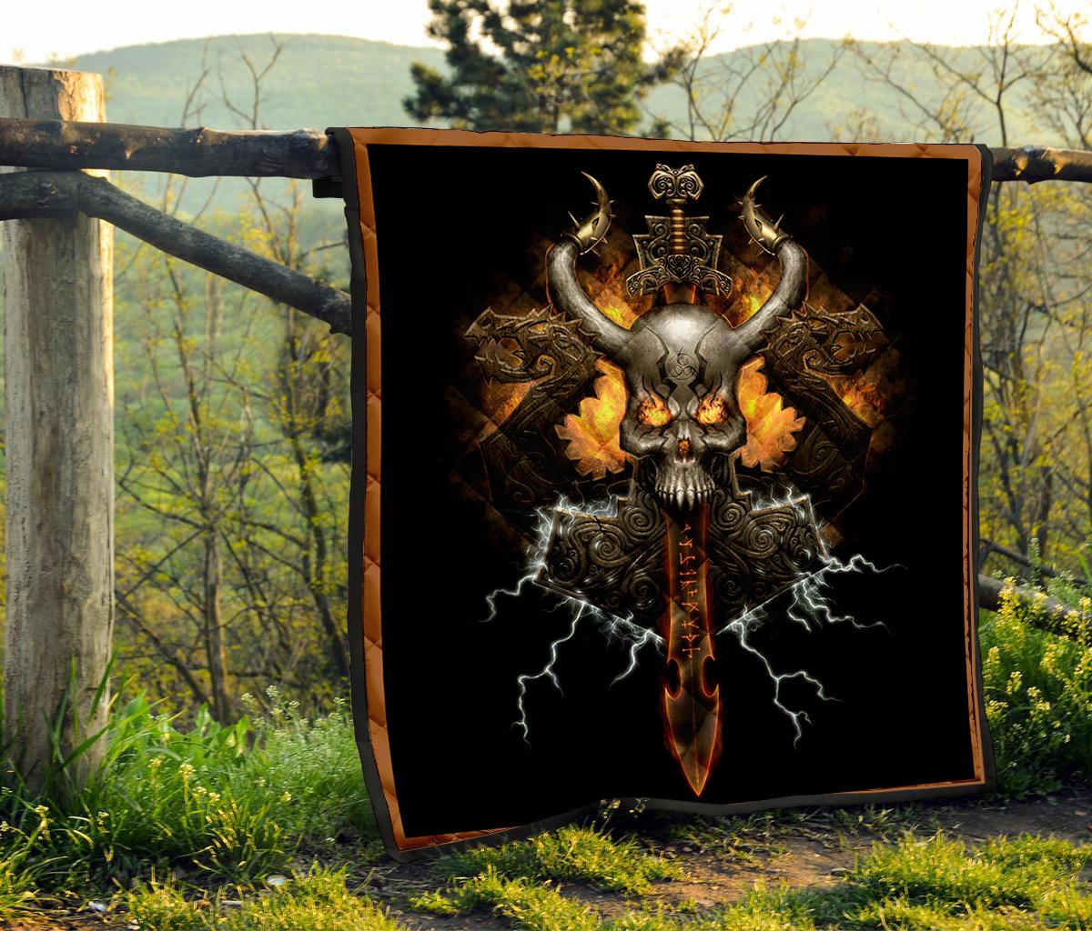 Viking skull all over printed quilt - maria