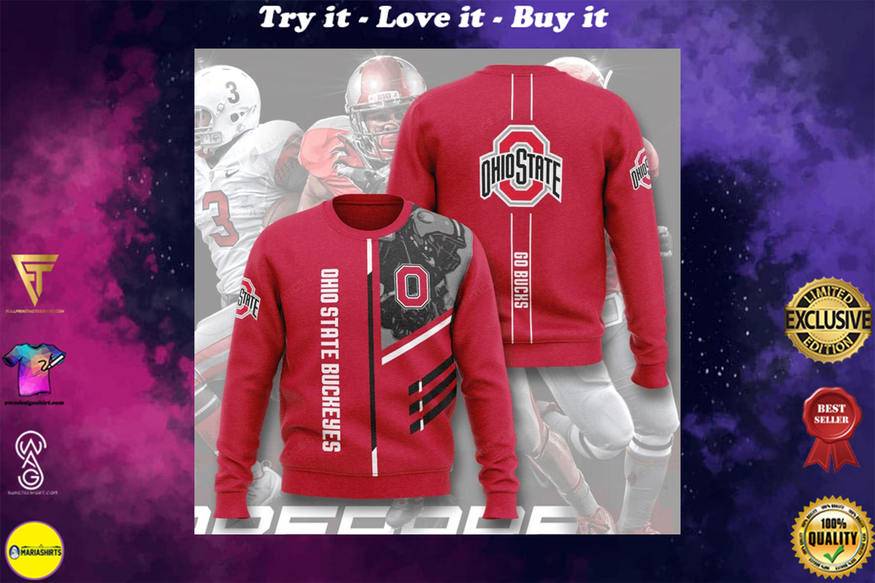 [special edition] ohio state buckeyes football go bucks full printing ugly sweater – maria