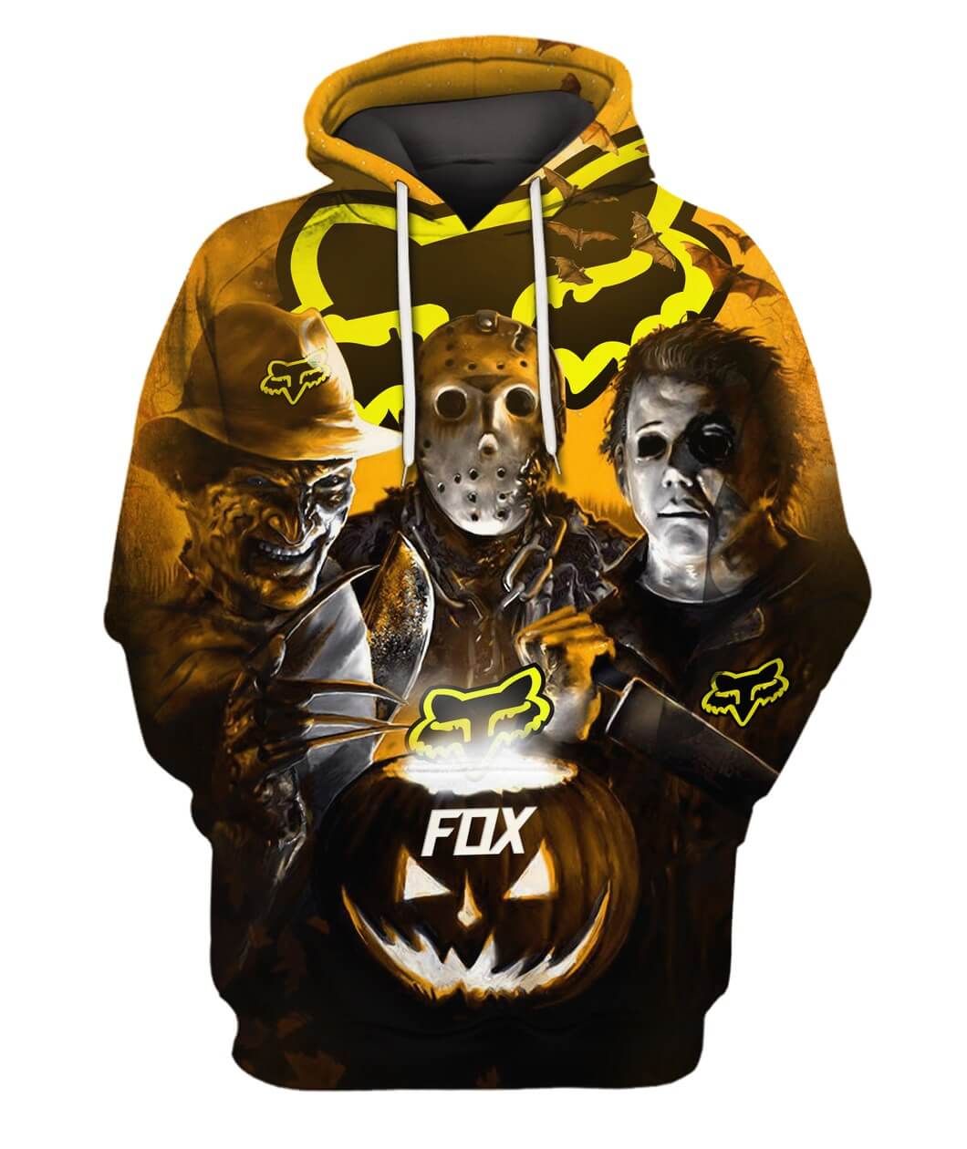 Fox racing fox head logo horror killer movies all over print hoodie