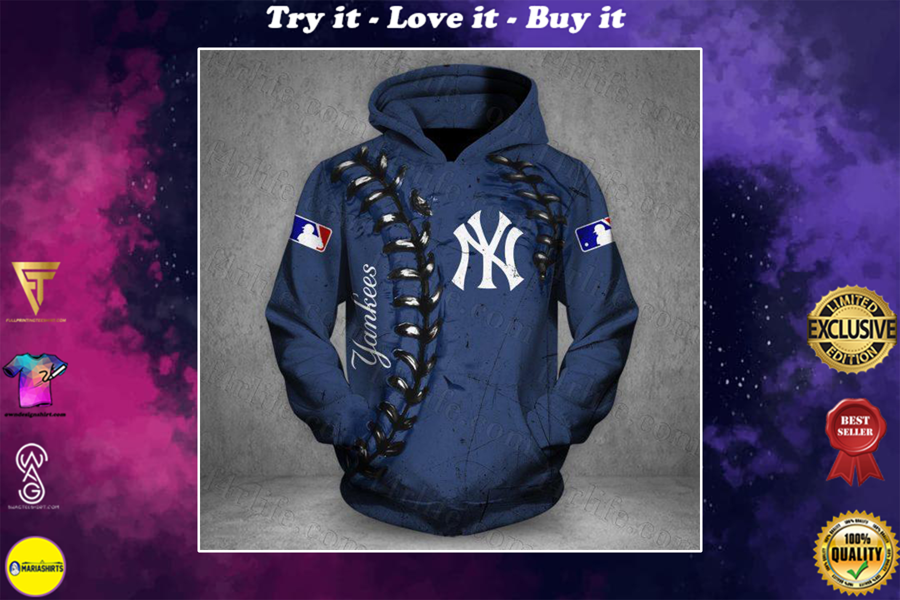 [special edition] major league baseball new york yankees full over printed shirt – maria