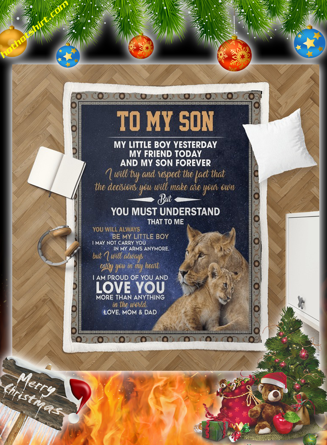 Lion To my son love mom and dad quilt 2