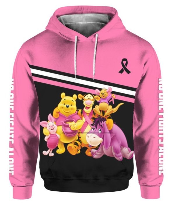 Winnie the Pooh no one fight alone Breast Cancer 3d hoodie