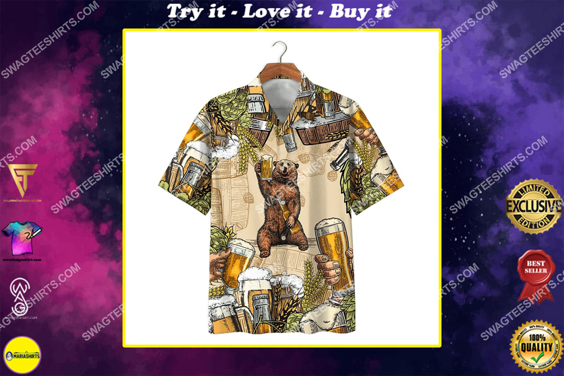 [special edition] Bear and beer summer party all over print hawaiian shirt – Maria