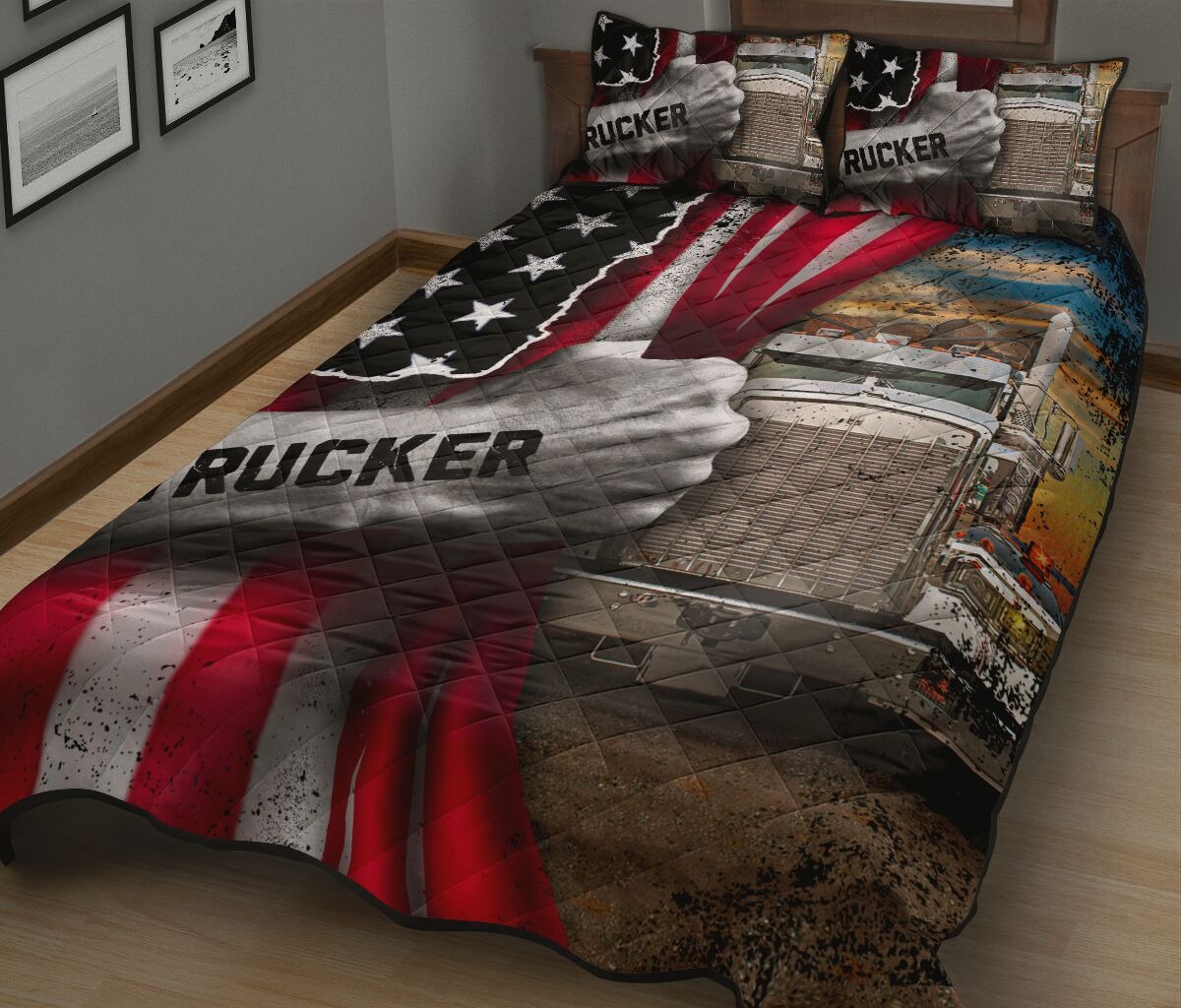 Trucker american flag bedding set 2
