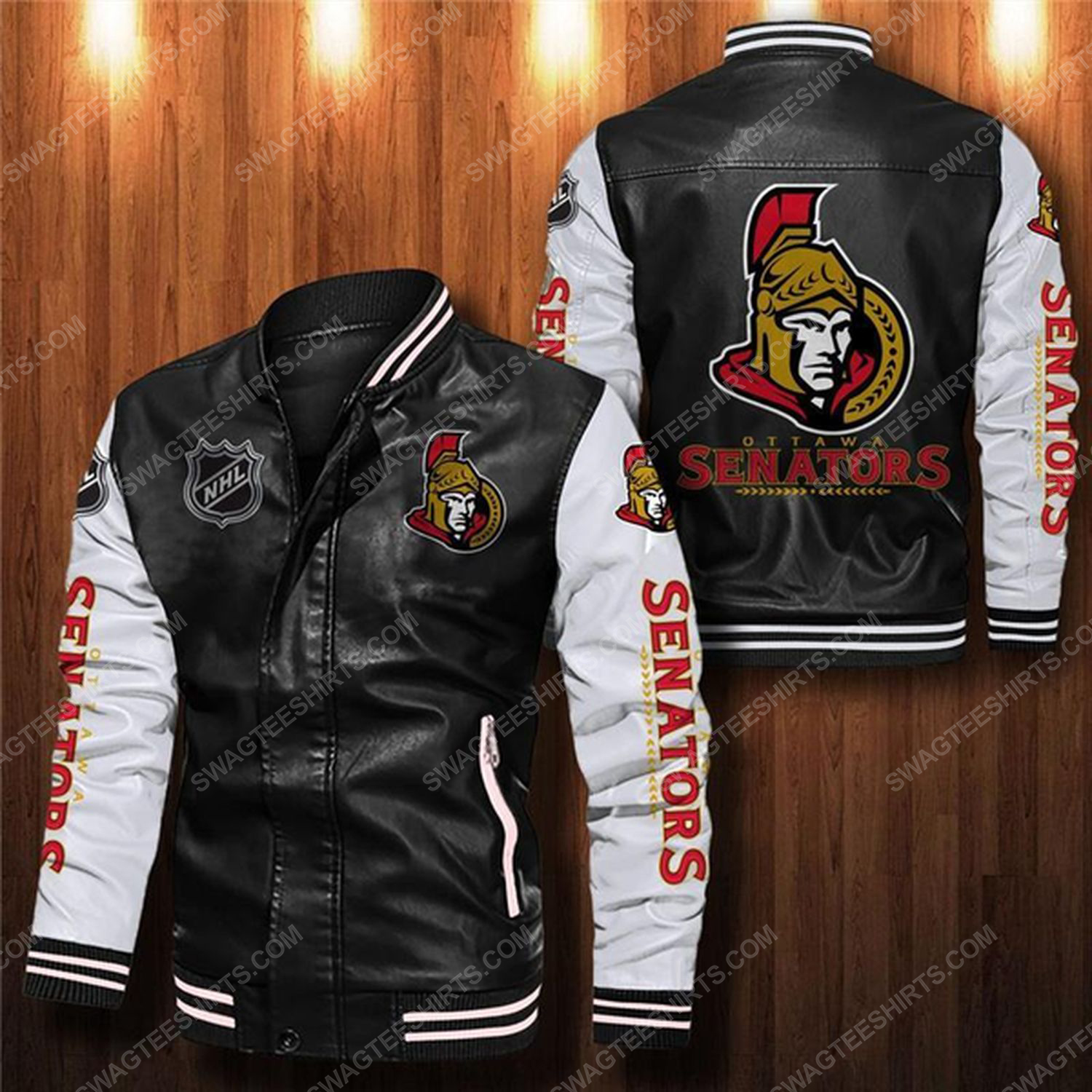 [special edition] Ottawa senators all over print leather bomber jacket – maria