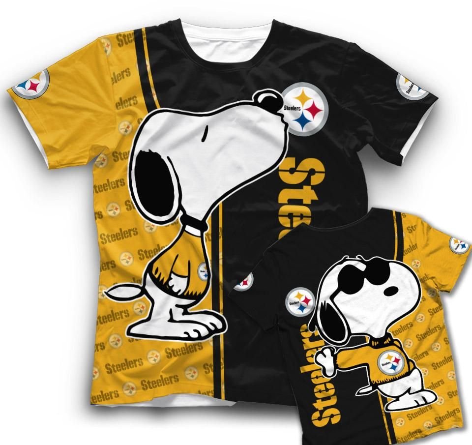 Snoopy And Pittsburgh Steelers 3d t-shirt