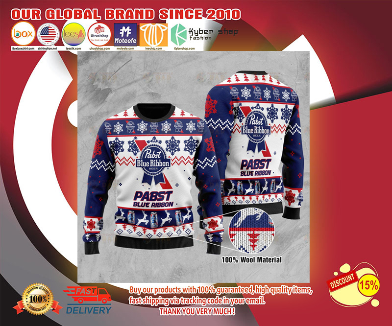 Pabst blue ribbon beer ugly Christmas sweater 4