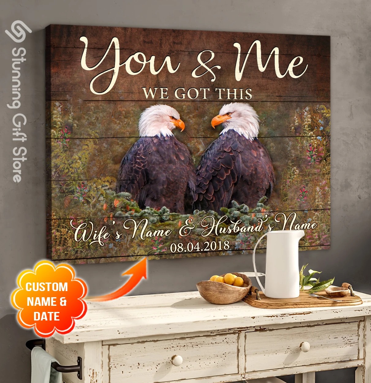 Eagle you and me we got this custom name and date canvas prints 3